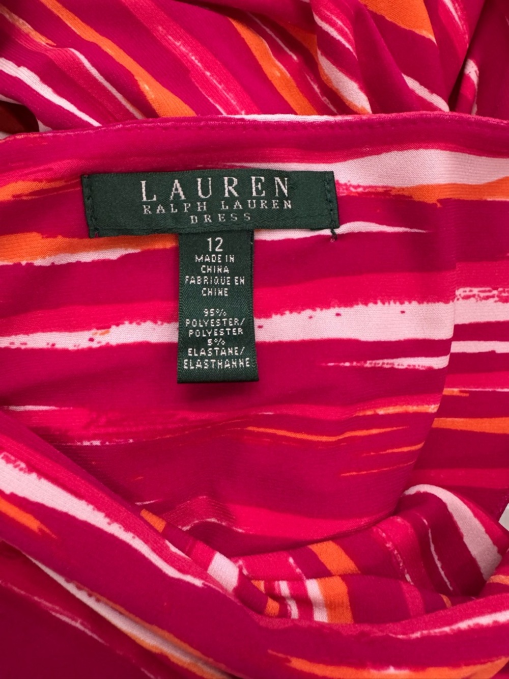 Ralph Lauren Pink
Orange Striped Ruched
Sheath Dress Size 12 - Picture 3 of 4